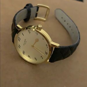 Kate Spade Metro Grand Quilted Black Leather Watch